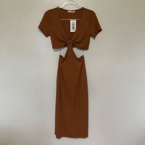 12th Tribe Brown Midi Dress